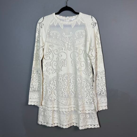 See By Chloe Dress size 8 FR 42 lace long sleeve Victorian sweater tiered - Picture 1 of 15